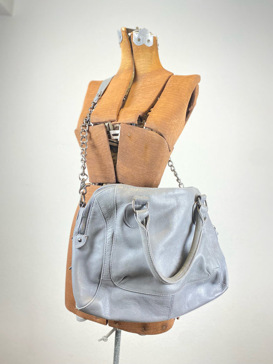 Audrey Brooke grey leather crossbody bag